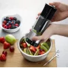 GEFU FLEXICUT Cortador de frutas y verduras, mandolina manual, regulable 1-5 mm, acero de cuchillas japonés, negro/plata