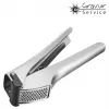 Prensador de ajos GEFU GARLICO, prensador de ajos de acero inoxidable con palito limpiador integrado, mango ergonómico, apto para lavavajillas, plateado