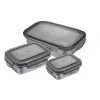 GEFU Preppo Set de botes de especias, 3 piezas, acero inoxidable y vidrio, 100 ml cada uno, hermético, apilable, plata/transparente