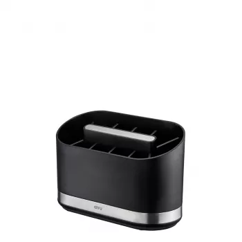 GEFU SMARTLINE Organizador de mesa soporte, acero inoxidable y negro, base antideslizante, apto para lavavajillas, 10 x 14 cm