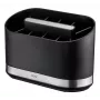 GEFU SMARTLINE Organizador de mesa soporte, acero inoxidable y negro, base antideslizante, apto para lavavajillas, 10 x 14 cm