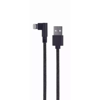 GEMBIRD Cable USB-A a Lightning de 8 pines con conector en ángulo y trenzado 0,2 m Negro