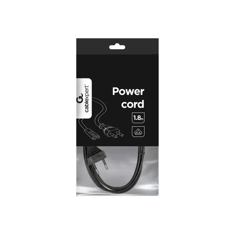 GEMBIRD Cablexpert PC-184-VDE Cable de alimentación, C7, certificado VDE, Negro, 1,8 m