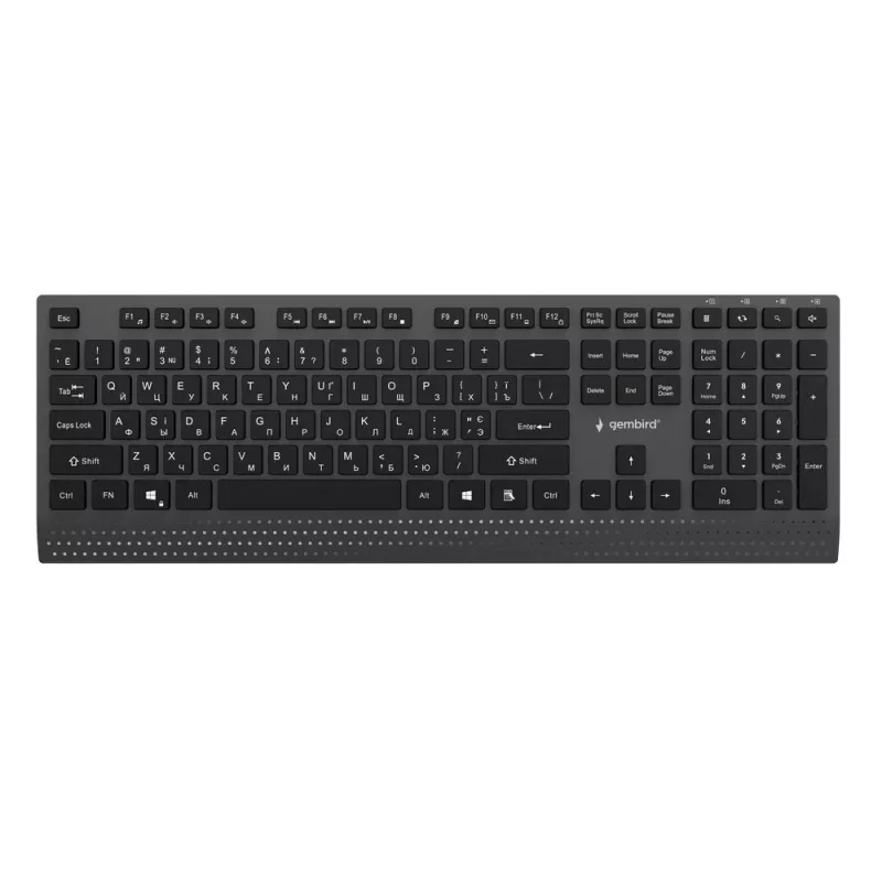 Gembird KB-MCH-06-CYRL teclado multimedia delgado con cable con adaptador Type-C, distribución cirílica, negro