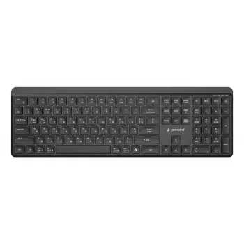 Teclado inalámbrico fino de doble modo Gembird KB-WPS-03-CYRL (2.4G + BT), distribución rusa/cirílica, negro