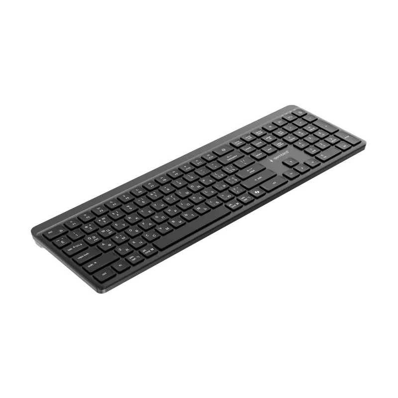 Teclado inalámbrico fino de doble modo Gembird KB-WPS-03-CYRL (2.4G + BT), distribución rusa/cirílica, negro