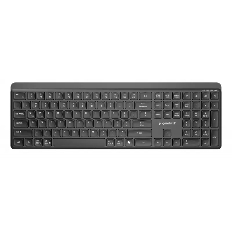 Gembird KB-WPS-03 Dual-Mode Pro-Business Slim Teclado inalámbrico, 2.4G + Bluetooth, distribución US, Negro