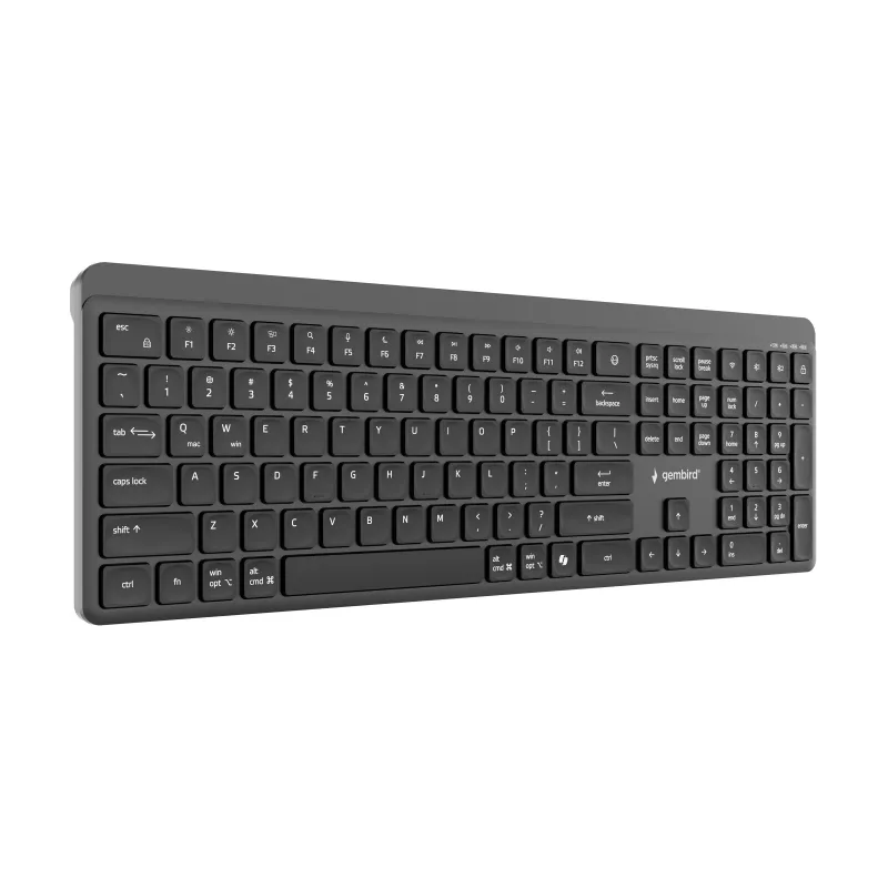 Gembird KB-WPS-03 Dual-Mode Pro-Business Slim Teclado inalámbrico, 2.4G + Bluetooth, distribución US, Negro