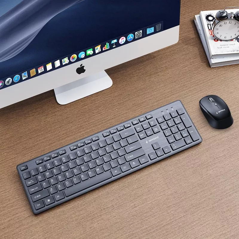 GEMBIRD KBS-WCH-04-RU Conjunto inalámbrico de teclado y ratón, distribución rusa, negro