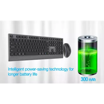 Gembird KBS-WPS-02-CYRL Conjunto inalámbrico de teclado y ratón de doble modo, 2.4G + Bluetooth, distribución cirílica rusa, Negro