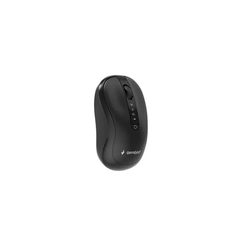 Gembird MUSW2-4B-01 Ratón inalámbrico de doble modo (2,4 GHz + Bluetooth 5.0) con sensor óptico de 1600 DPI, 4 botones, ambidiestro, negro