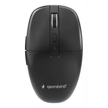 Gembird MUSW2-6B-01 Ratón inalámbrico de doble modo, 2,4 GHz + Bluetooth 5.0, 1600 DPI, 6 botones, Negro