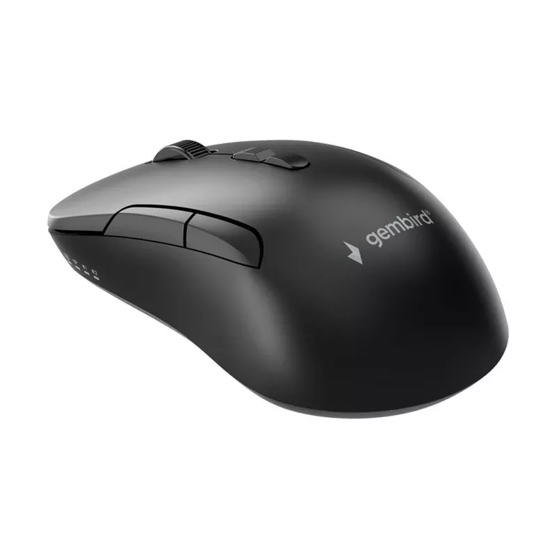 Gembird MUSW2-7B-01 Ratón inalámbrico de doble modo (2.4G + Bluetooth), 1600 DPI, 7 botones, negro