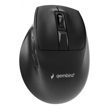 Gembird MUSW3-9B-01 ratón ergonómico inalámbrico triple modo (2,4 GHz + Bluetooth + USB-C), 2400 DPI, 9 botones, negro
