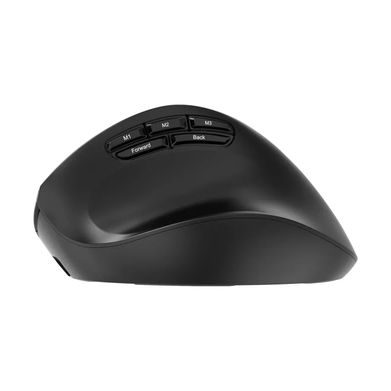 Gembird MUSW3-9B-01 ratón ergonómico inalámbrico triple modo (2,4 GHz + Bluetooth + USB-C), 2400 DPI, 9 botones, negro