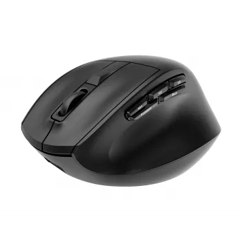 Gembird MUSW3-9B-01 ratón ergonómico inalámbrico triple modo (2,4 GHz + Bluetooth + USB-C), 2400 DPI, 9 botones, negro