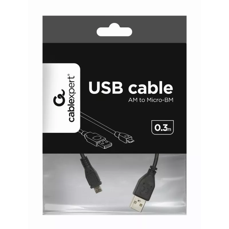 Gembird Cable USB 2.0 Micro-USB AM-MBM5P 0,3m Negro