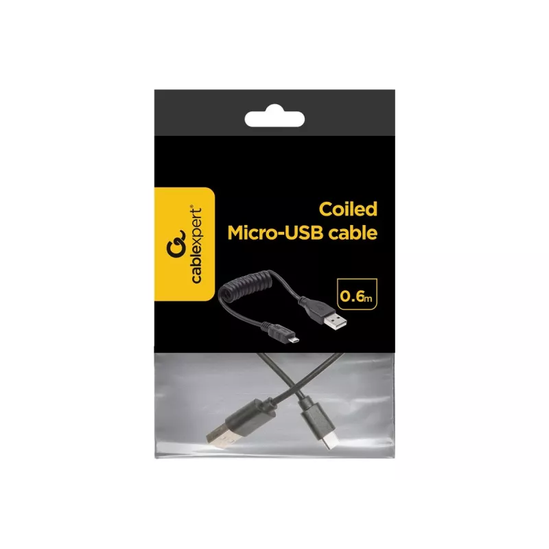 Gembird Cable USB 2.0 USB-A a Micro-USB-B 0,6m Negro en Espiral