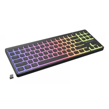 GENESIS Thor 430 TKL teclado gaming mecánico inalámbrico, interruptores Outemu Red, iluminación RGB, triple modo (USB-C/2.4GHz/Bluetooth), QWERTY inglés US, negro