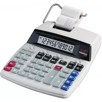 GENIE D69 PLUS calculadora de escritorio con impresora y cinta, LCD de 12 dígitos, impresión a 2 colores, CA/pila
