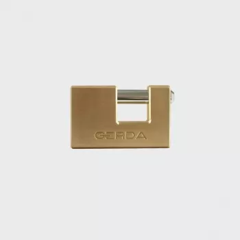 Candado GERDA KMT90 de 90 mm de latón macizo con arco de acero templado, con llave, 3 llaves, clase de seguridad 6