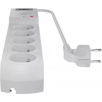 Regleta con protección contra sobretensiones GETFORT de 5 tomas, cable de 3 m, gris