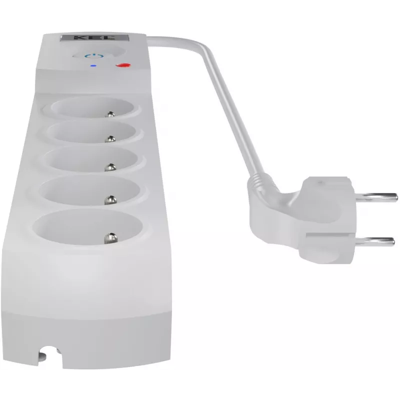 Regleta con protección contra sobretensiones GETFORT de 5 tomas, cable de 3 m, gris