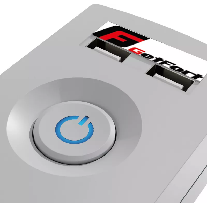 Regleta con protección contra sobretensiones GETFORT de 5 tomas con 2 puertos de carga USB, cable de 1,5 m, gris