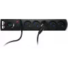 Regleta con protección contra sobretensiones GETFORT 5P-3M-B-USB, 5 tomas AC, 2 puertos USB-A, cable de 3 m, negro
