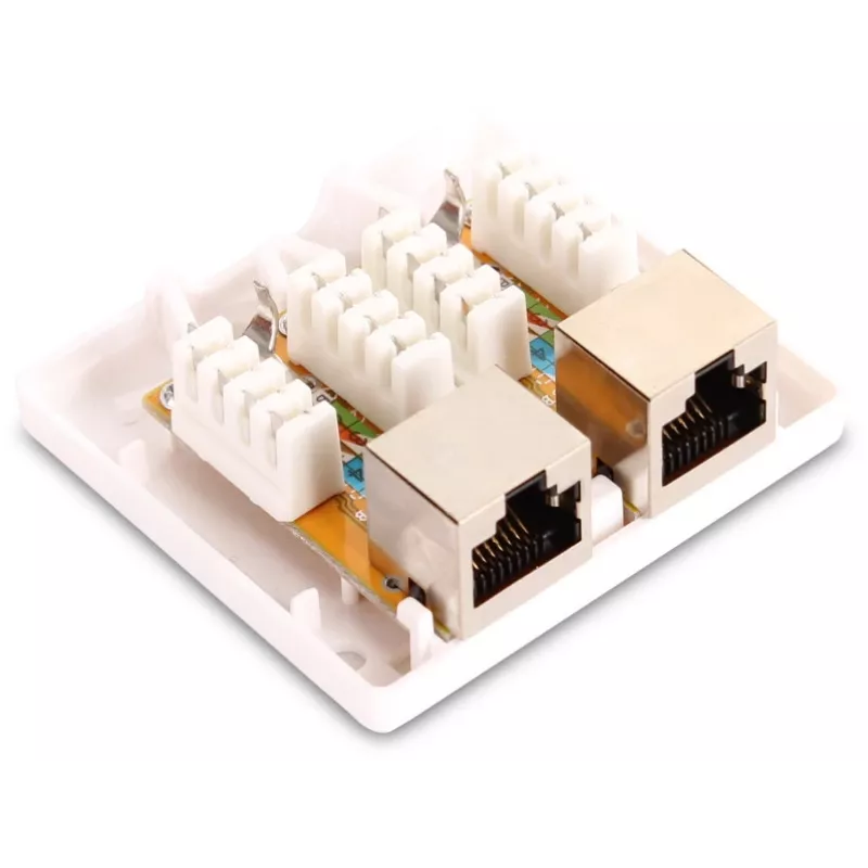 GETFORT GF-2G5EFTP toma RJ45 aparente blindada, 2 puertos, Cat.5e, blanca