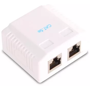 GETFORT GF-2G5EFTP toma RJ45 aparente blindada, 2 puertos, Cat.5e, blanca