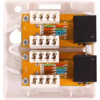 GETFORT GF-2G5EUTP toma de red doble RJ45 Cat.5e UTP de superficie, blanca