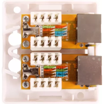 GETFORT GF-2G6FTP Toma de red aparente blindada, 2x RJ45, Cat6 FTP, blanca