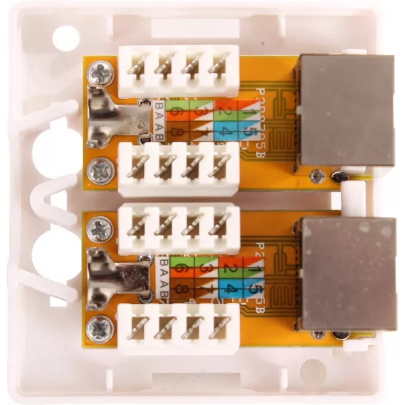 GETFORT GF-2G6FTP Toma de red aparente blindada, 2x RJ45, Cat6 FTP, blanca