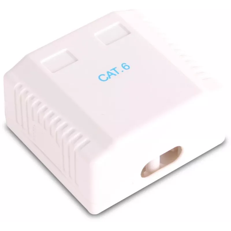 GETFORT GF-2G6FTP Toma de red aparente blindada, 2x RJ45, Cat6 FTP, blanca