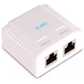GETFORT GF-2G6FTP Toma de red aparente blindada, 2x RJ45, Cat6 FTP, blanca
