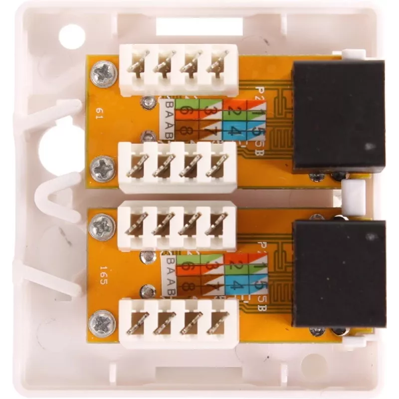 GETFORT GF-2G6UTP Toma de red RJ45 Cat.6 UTP de 2 puertos de superficie, Blanco