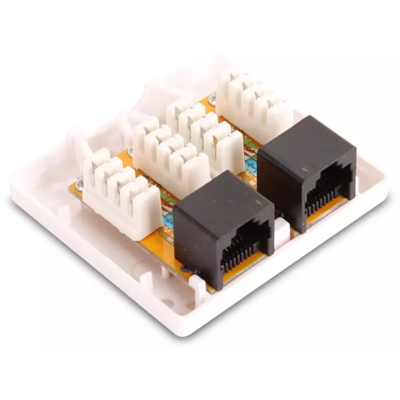 GETFORT GF-2G6UTP Toma de red RJ45 Cat.6 UTP de 2 puertos de superficie, Blanco