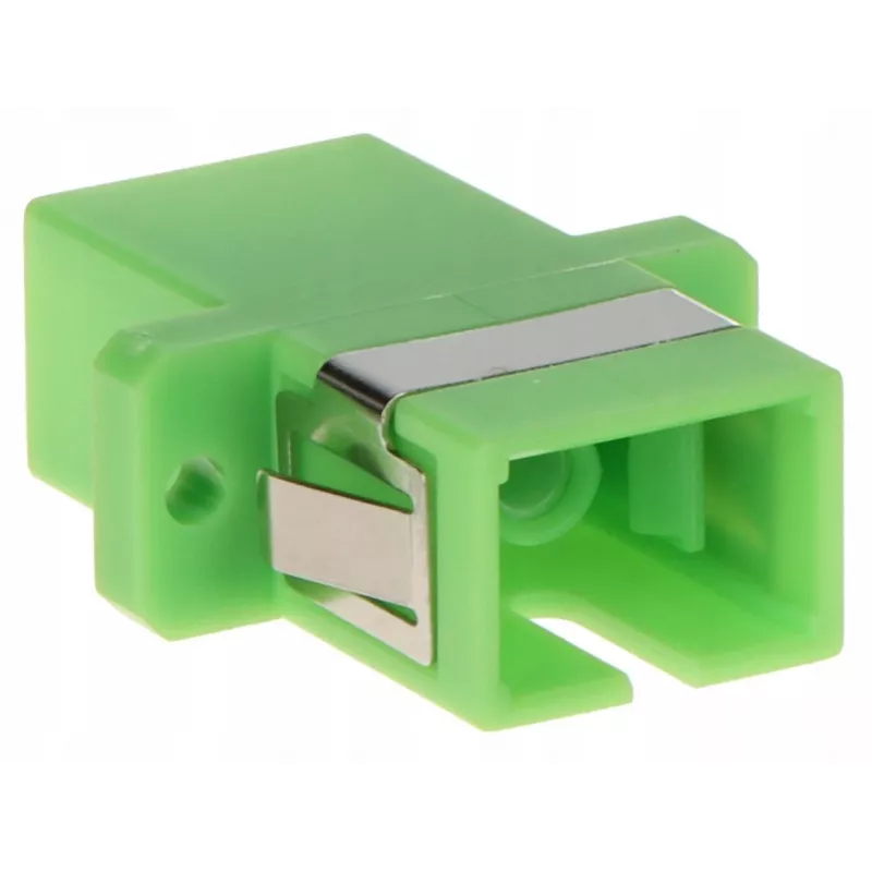 GETFORT SC/APC Adaptador de fibra óptica simplex, monomodo, verde, montaje con brida