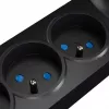 GETFORT Regleta con protección contra sobretensiones 5P-1.5M-B-USB, 5 tomas, 2 USB, 1,5 m, negra