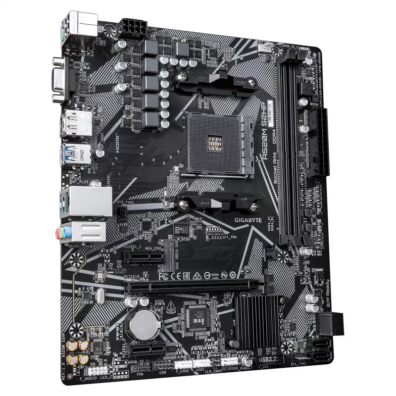 Placa base GIGABYTE A520M S2HP AM4 Micro-ATX, DDR4, HDMI, D-Sub, DisplayPort, M.2, Gigabit LAN