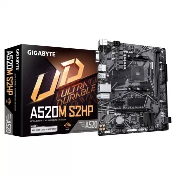Placa base GIGABYTE A520M S2HP AM4 Micro-ATX, DDR4, HDMI, D-Sub, DisplayPort, M.2, Gigabit LAN