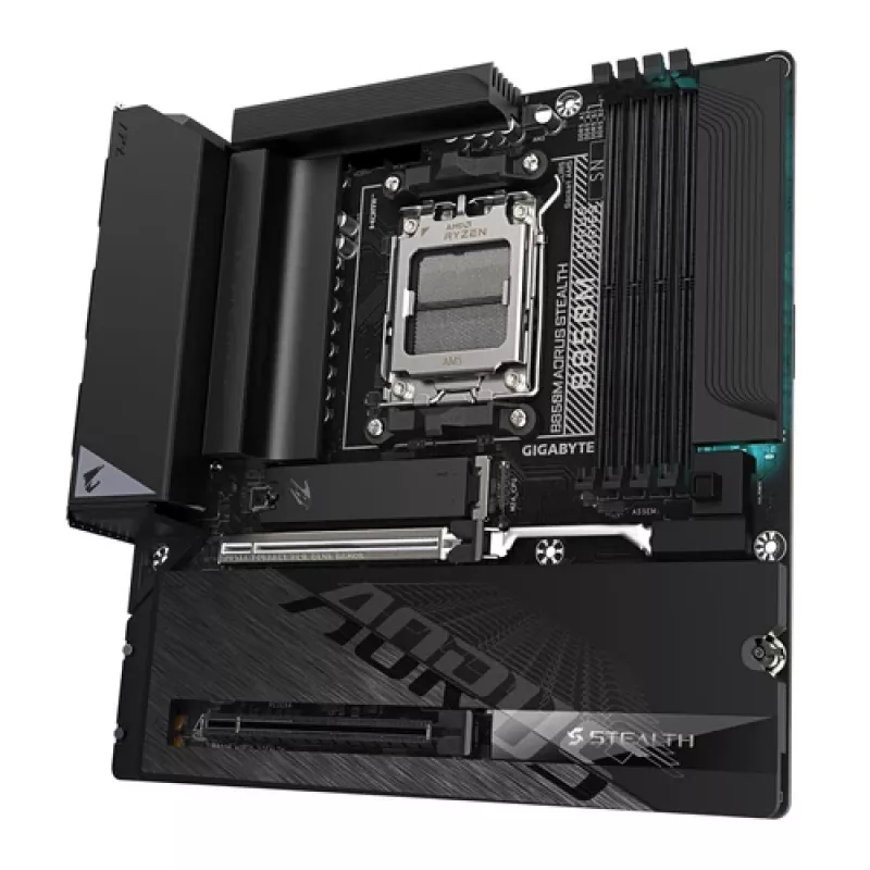 GIGABYTE B850M AORUS STEALTH placa base AM5 Micro-ATX, DDR5, 2.5GbE, Wi-Fi 6E, 3x M.2