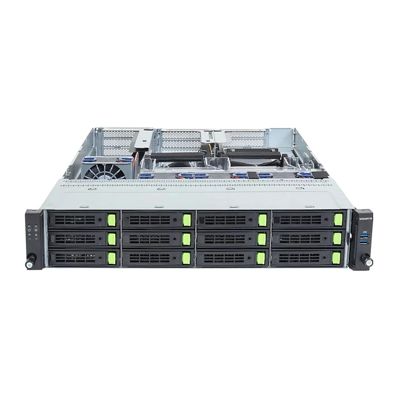 Gigabyte R263-ZG0-AAL2 (Rev. 3.x) servidor rack 2U barebone, single AMD SP5, 12x bahías 3.5/2.5 inch, 2x fuente de alimentación 1200W