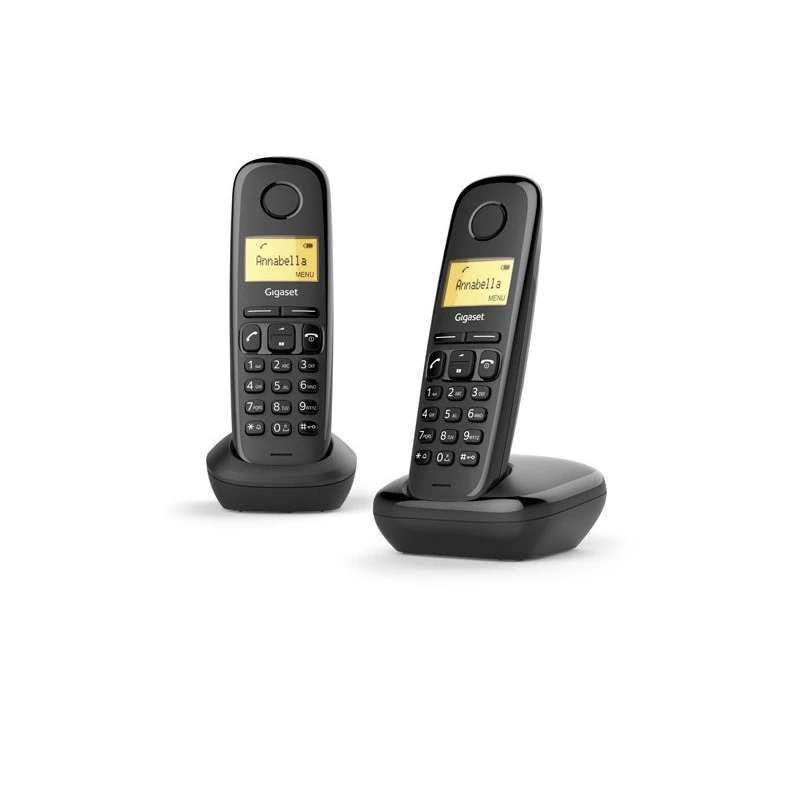 Gigaset A170 Duo Negro Teléfono inalámbrico DECT con contestador automático, 2 auriculares, ECO DECT