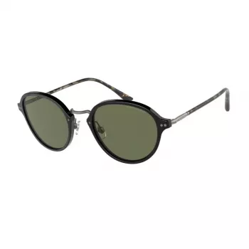 GIORGIO ARMANI AR8139-500131 Gafas de sol para mujer montura de acetato negra, forma cuadrada, lentes grises, 51 mm