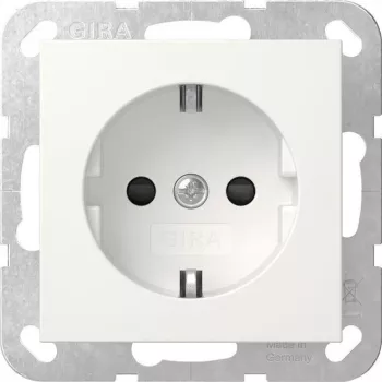 GIRA 418303 Toma SCHUKO con protección contra contactos mejorada, System 55, blanco puro brillante