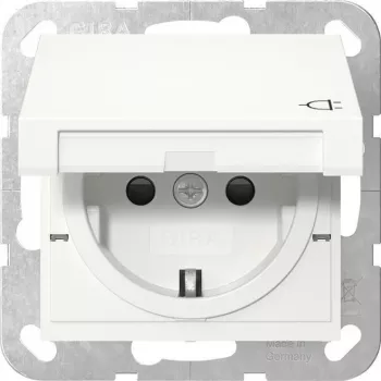 Gira 441427 Toma SCHUKO con tapa abatible, System 55, blanco puro