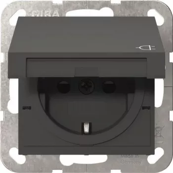 Gira 441428 Toma SCHUKO con tapa abatible y Safety Plus, System 55, antracita