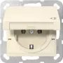Gira 445401 Toma SCHUKO con tapa abatible, System 55, blanco crema brillante